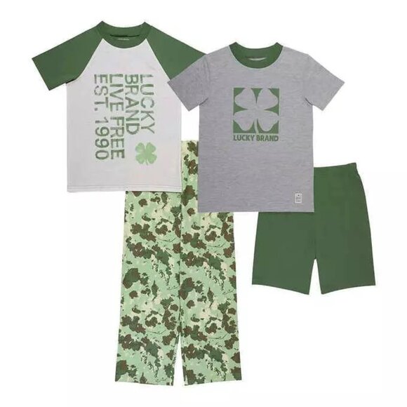 Lucky Brand Youth 4-piece Pajama Set Green Size (Small - 7/8) - Picture 1 of 9